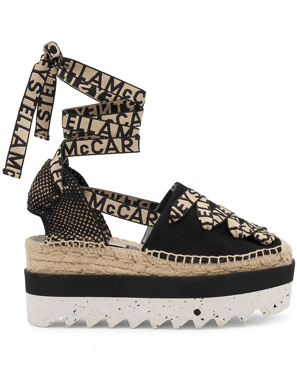 Gaia Logo Platform Espadrilles in Deep Black