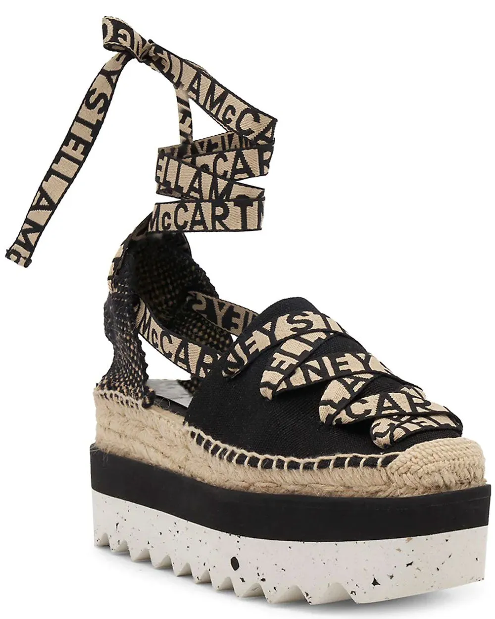 Gaia Logo Platform Espadrilles in Deep Black