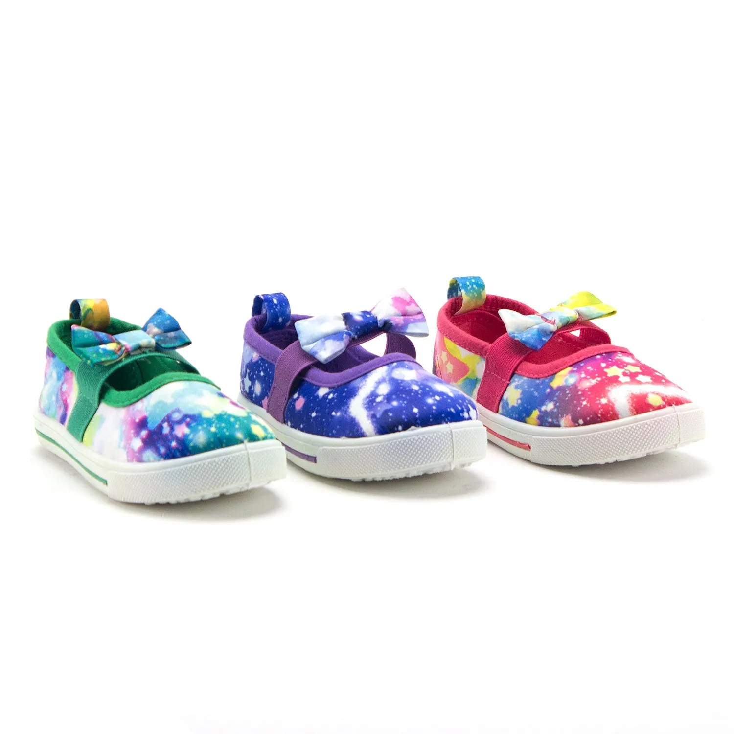 Girls Cay-02I Toddlers Classic Space Galaxy Flats Slip On Canvas Sneakers Shoes