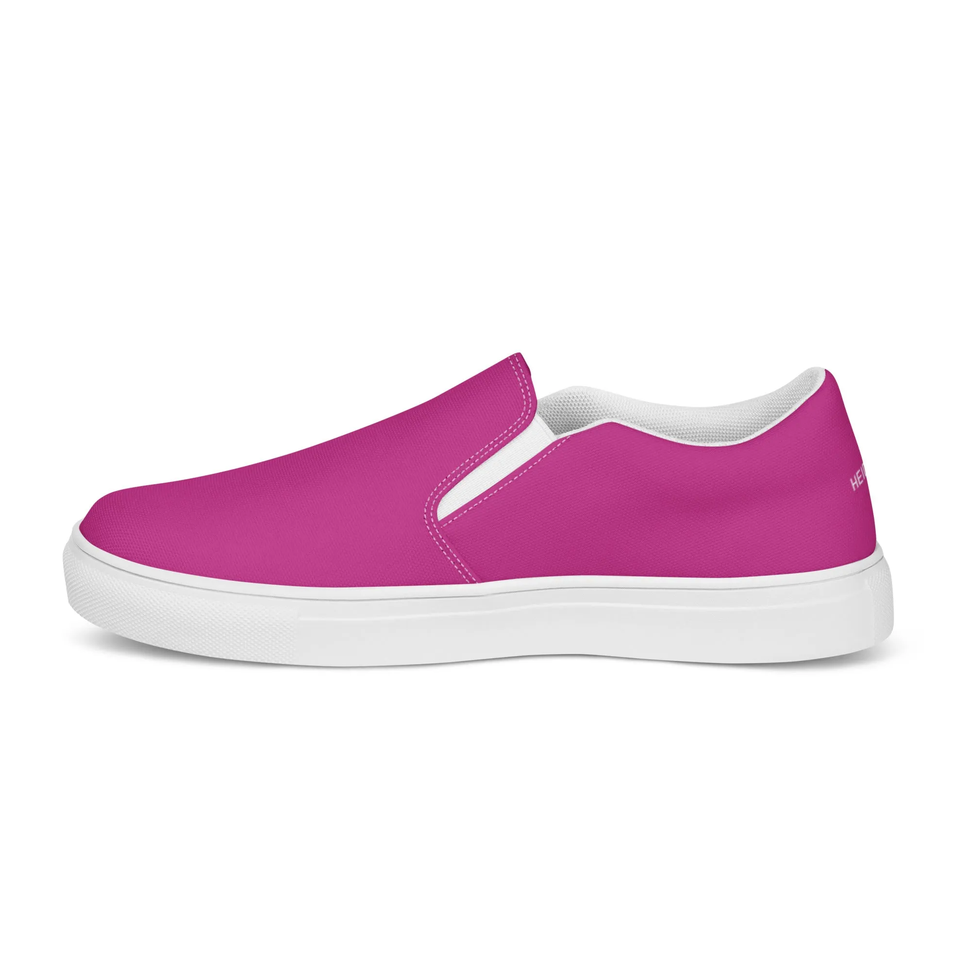 Hot Pink Men's Slip Ons, Solid Hot Pink Color Best Casual Breathable Men’s Slip-on Canvas Shoes (US Size: 5-13)