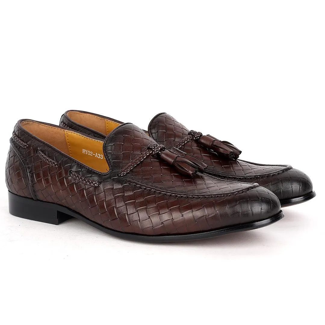 J.M WESTON Exquisite Woven Leather Shoe with Textile Design