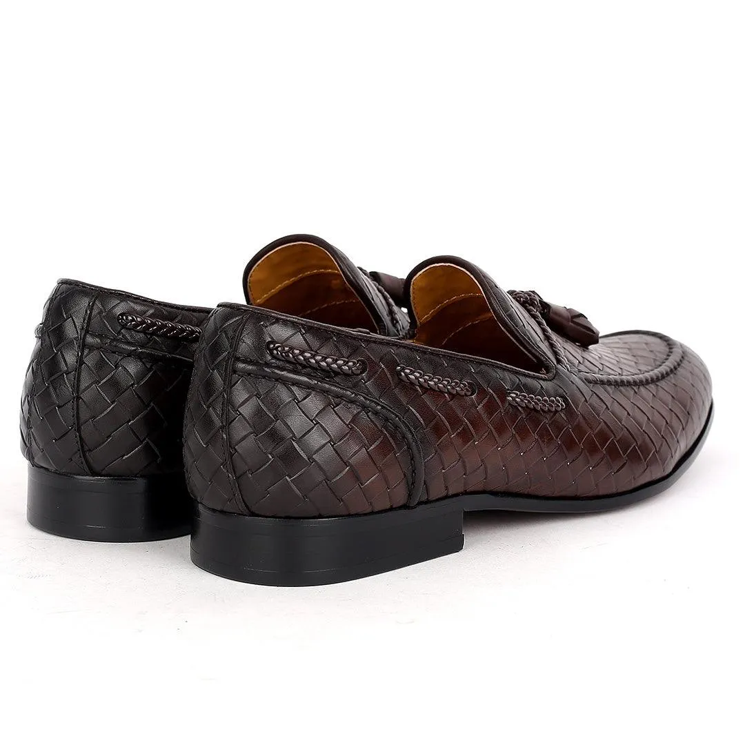 J.M WESTON Exquisite Woven Leather Shoe with Textile Design