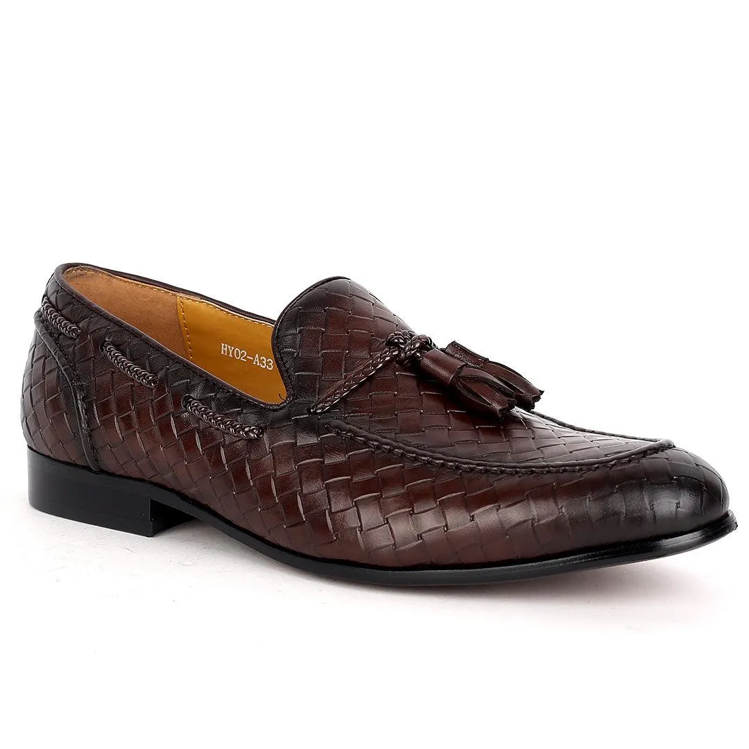 J.M WESTON Exquisite Woven Leather Shoe with Textile Design