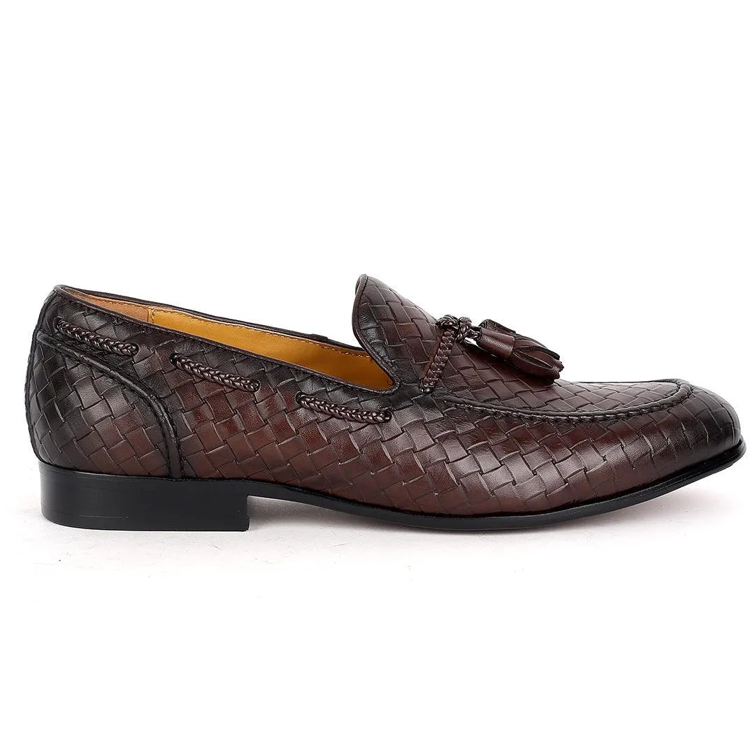 J.M WESTON Exquisite Woven Leather Shoe with Textile Design