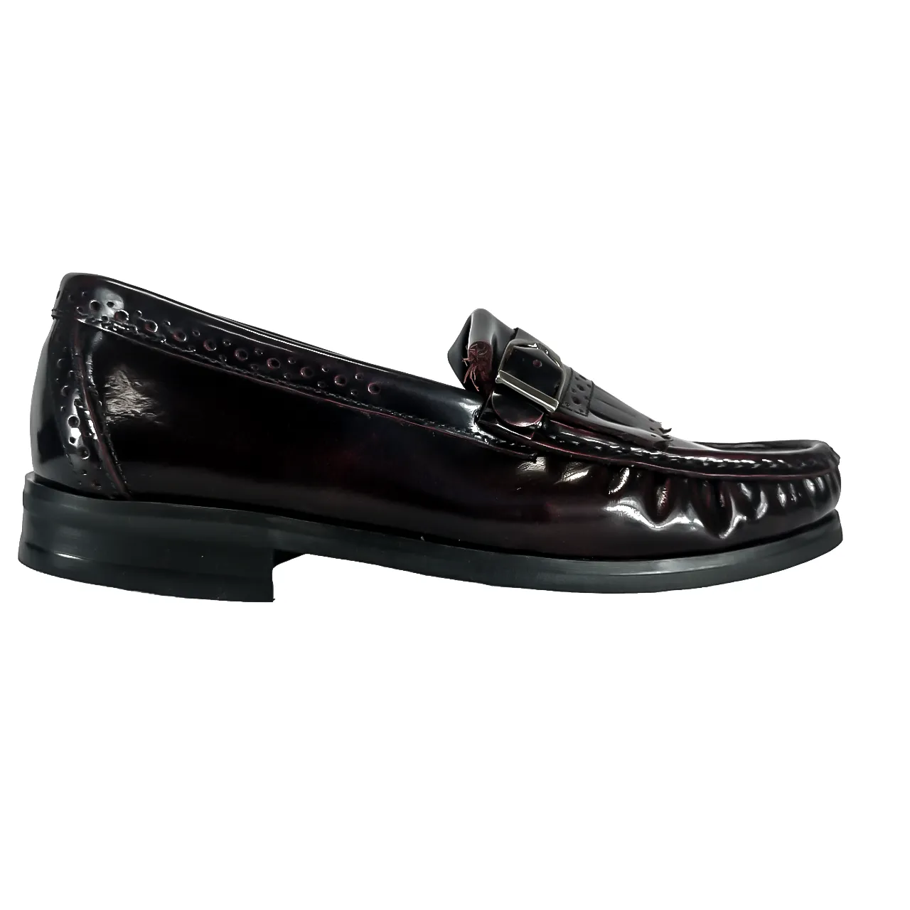 John Drake Leather  Fringe Penny Mocassin  Burgundy