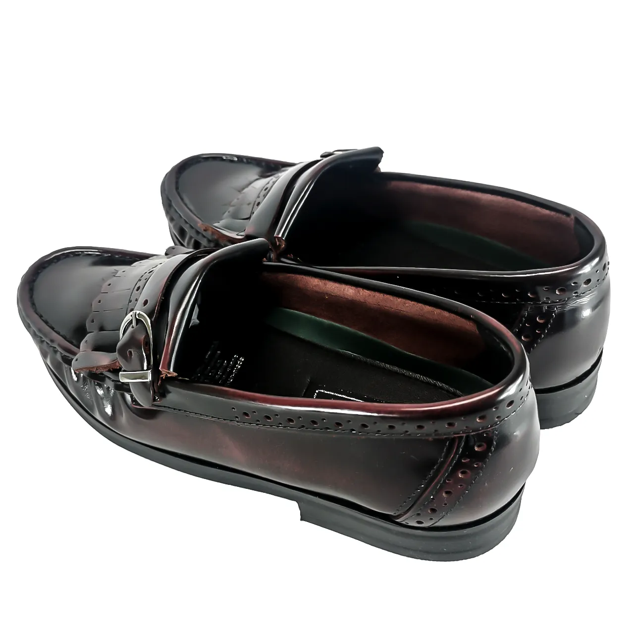 John Drake Leather  Fringe Penny Mocassin  Burgundy