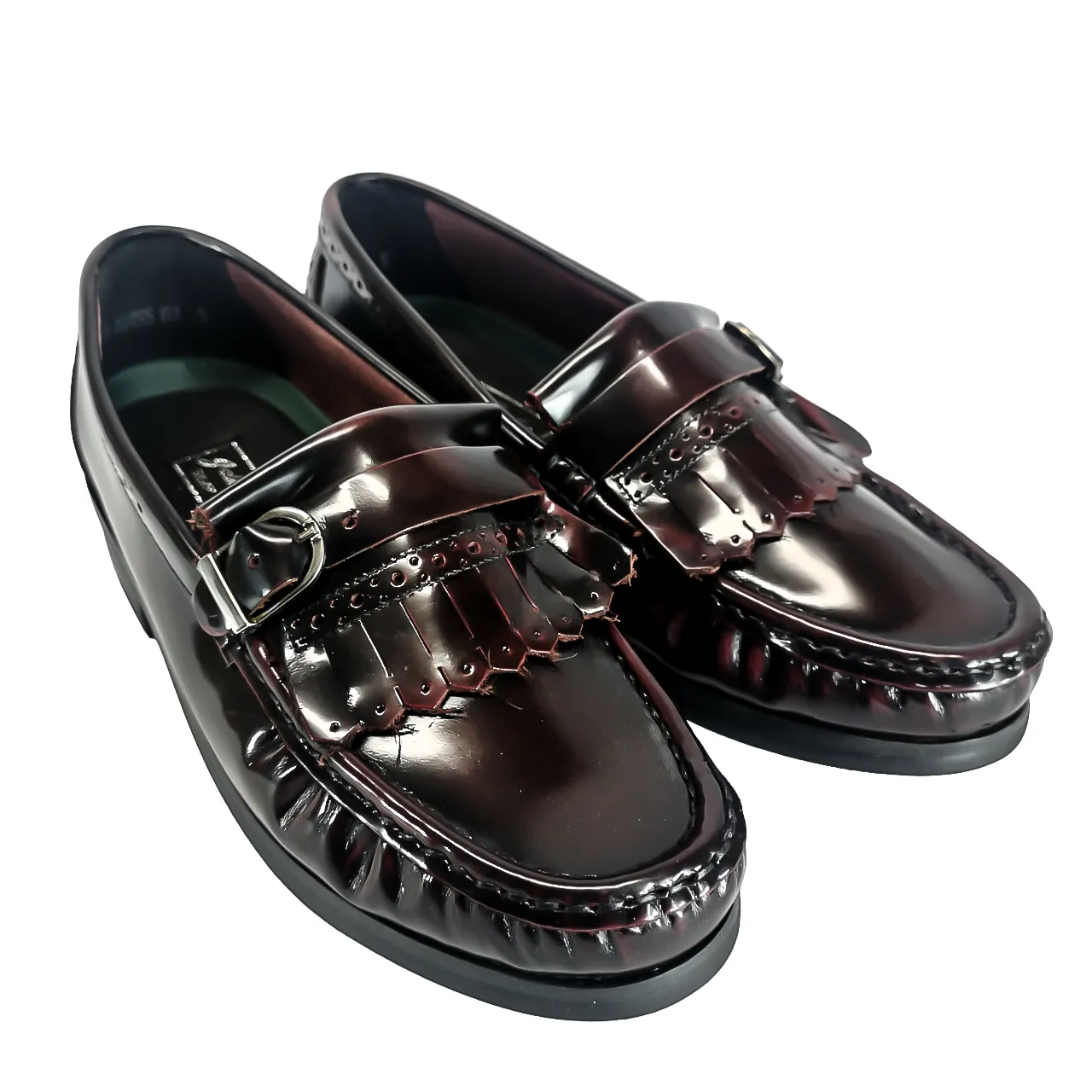 John Drake Leather  Fringe Penny Mocassin  Burgundy