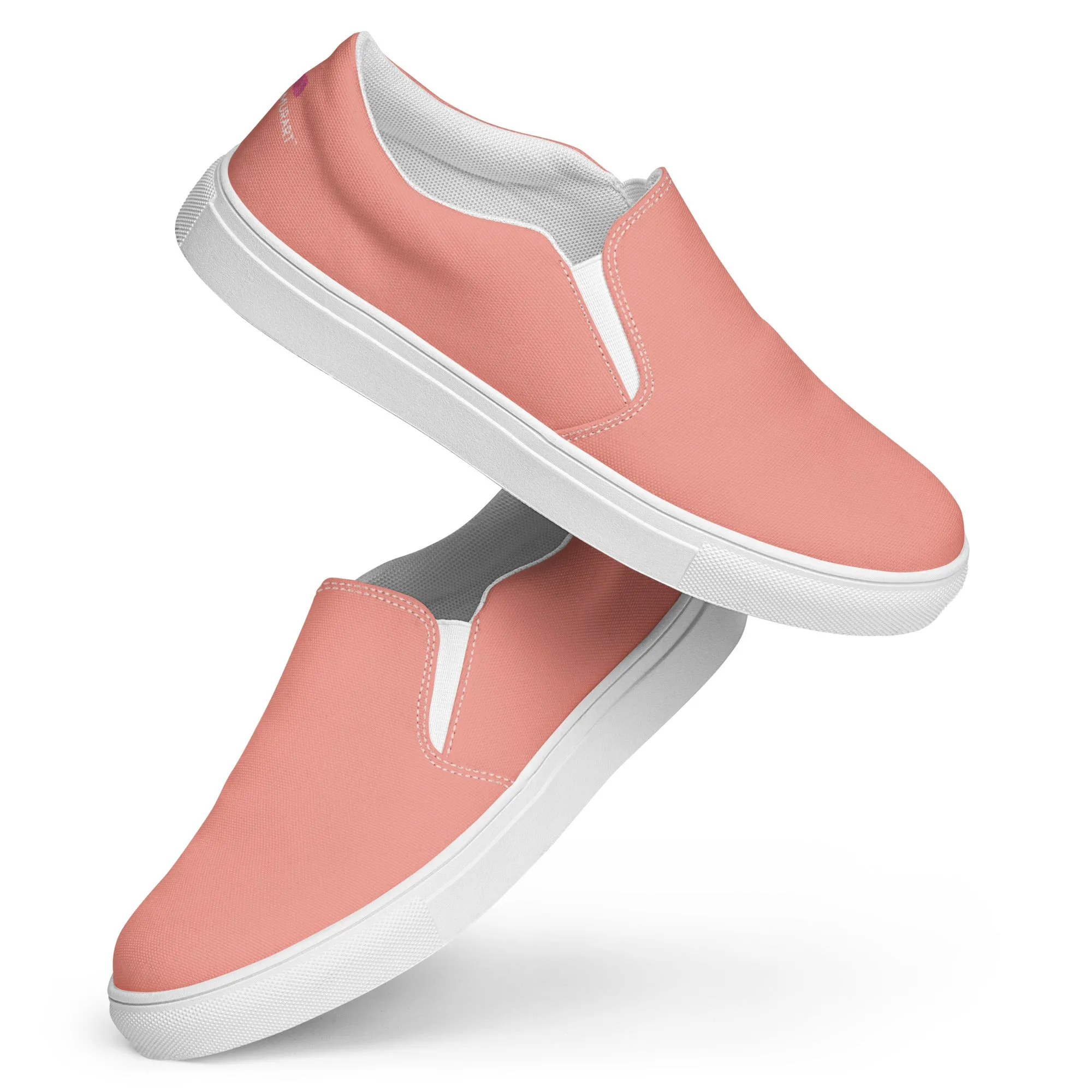 Light Pink Men's Slip Ons, Solid Light Pink Color Best Casual Breathable Men’s Slip-on Canvas Shoes (US Size: 5-13)