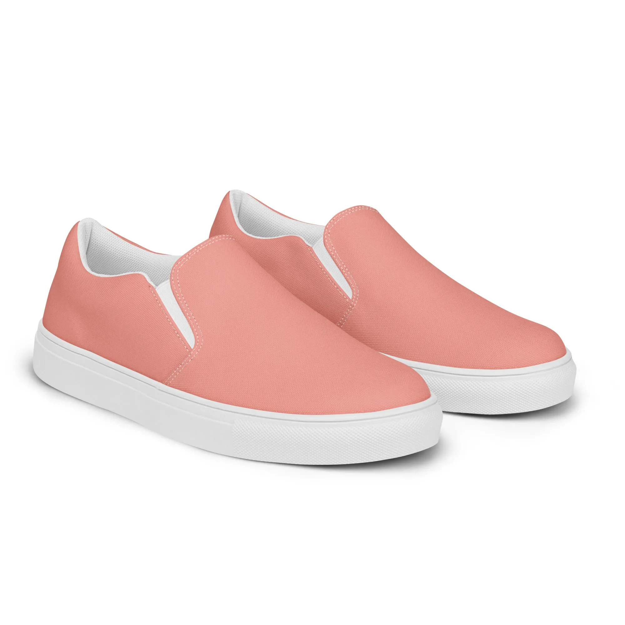 Light Pink Men's Slip Ons, Solid Light Pink Color Best Casual Breathable Men’s Slip-on Canvas Shoes (US Size: 5-13)