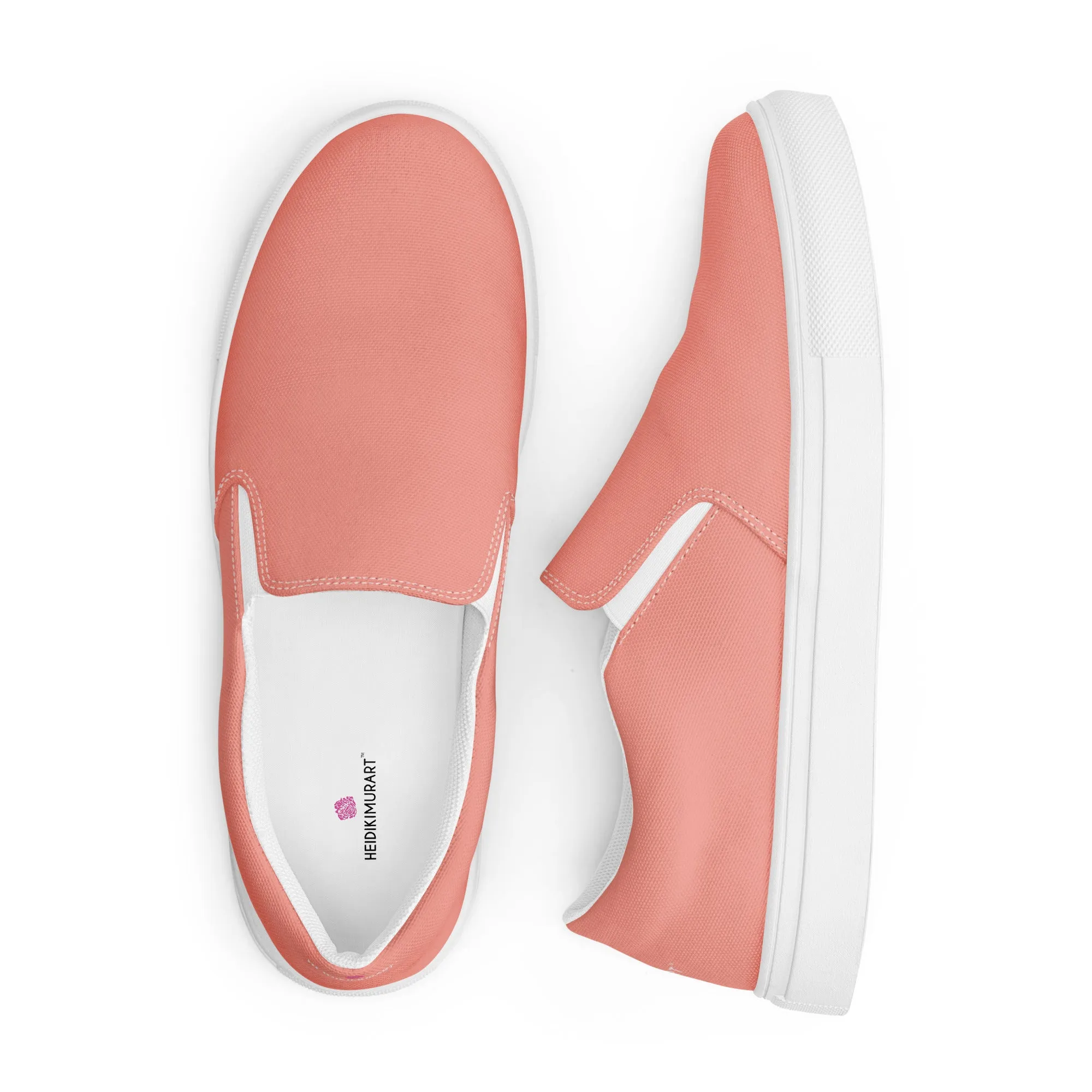 Light Pink Men's Slip Ons, Solid Light Pink Color Best Casual Breathable Men’s Slip-on Canvas Shoes (US Size: 5-13)