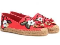 Locket-Flower-Jewel Embroidered Espadrilles-Red