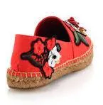 Locket-Flower-Jewel Embroidered Espadrilles-Red