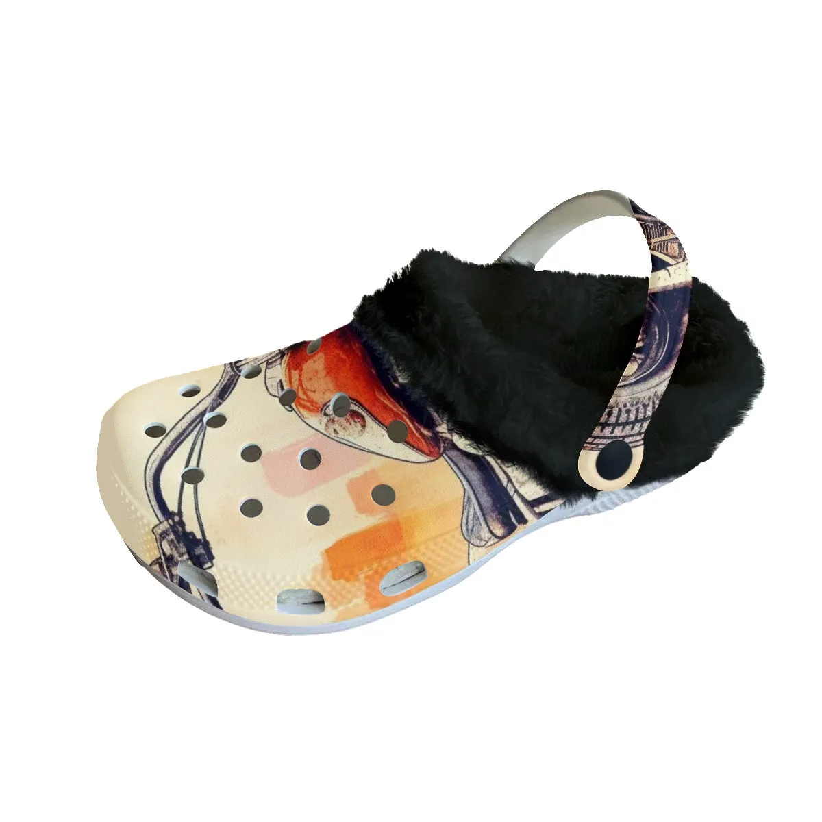 MC #9 Men's Classic Clogs with Fleece, motorcycle print