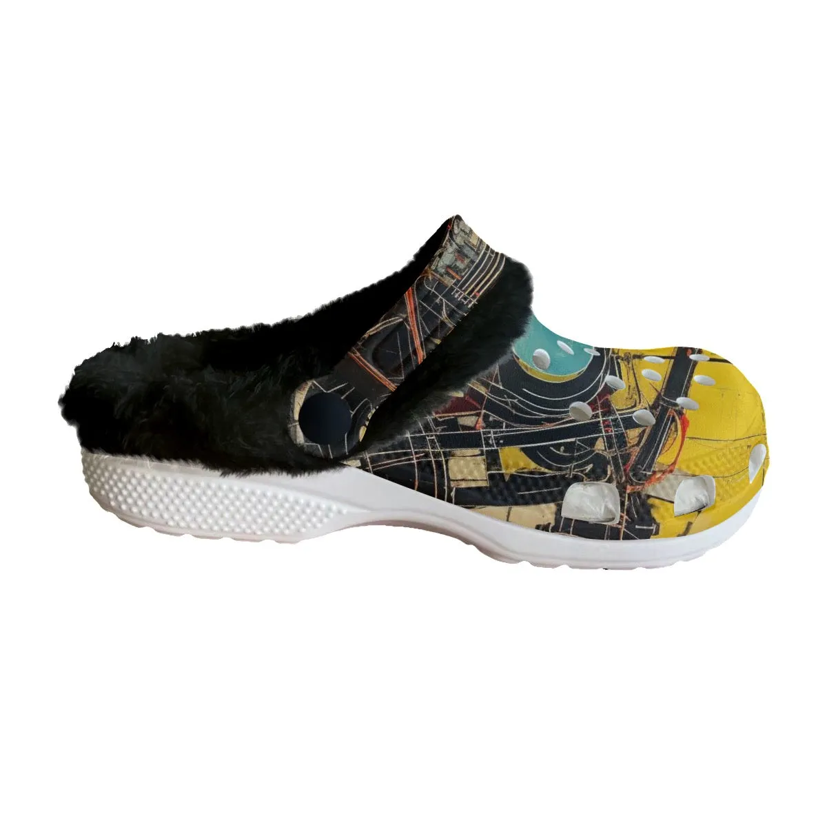 Mc#13 Men's Classic Clogs with Fleece, motorcycle print