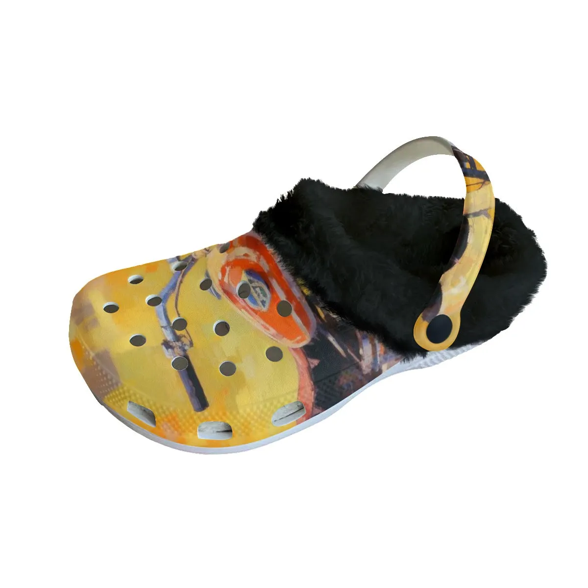 Mc#18 Men's Classic Clogs with Fleece, motorcycle print