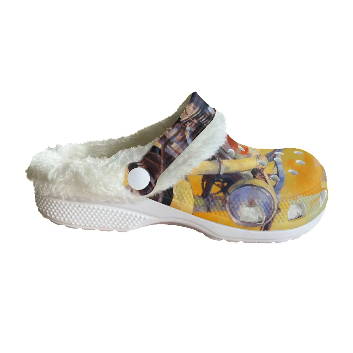 Mc#18 Men's Classic Clogs with Fleece, motorcycle print