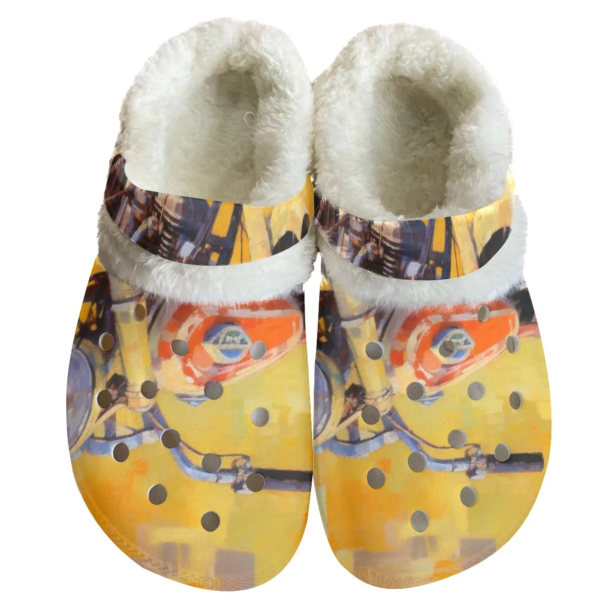 Mc#18 Men's Classic Clogs with Fleece, motorcycle print