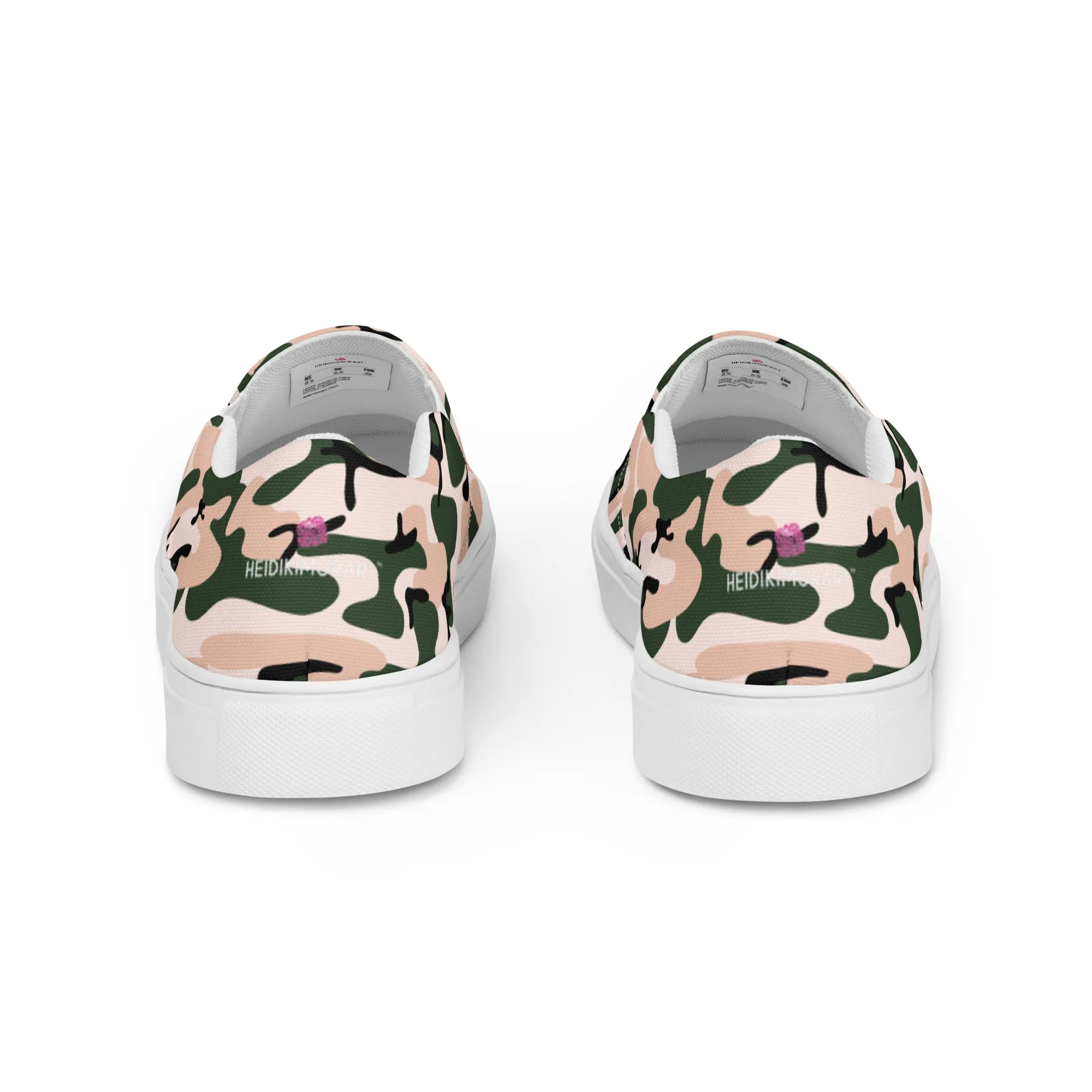 Pink Green Camo Women's Sneakers, Best Women’s Slip-On Canvas Shoes, Ladies Canvas Shoes (US Size: 5-12)