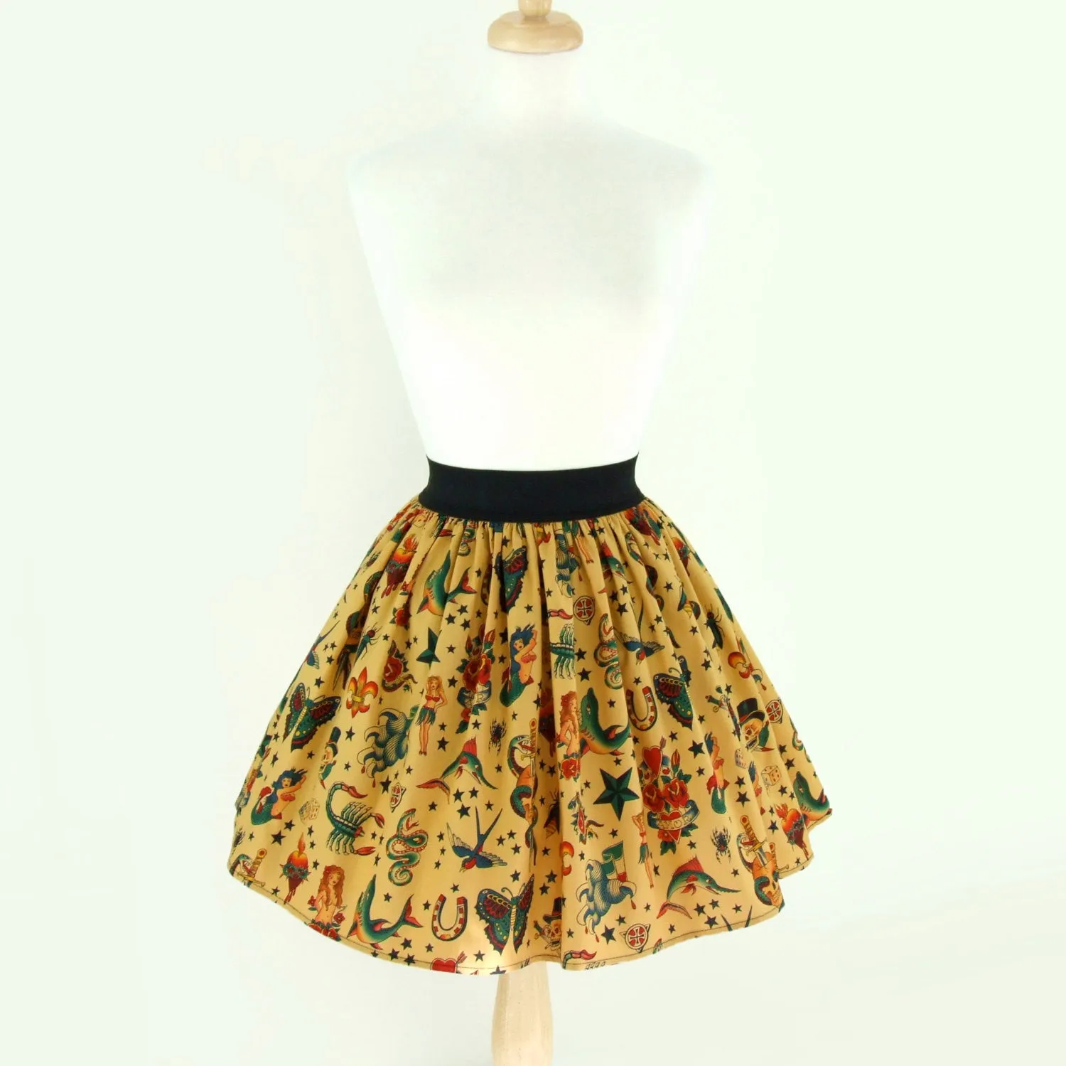 Pleated Tattoo Skirt #S-AP732