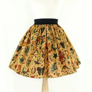 Pleated Tattoo Skirt #S-AP732