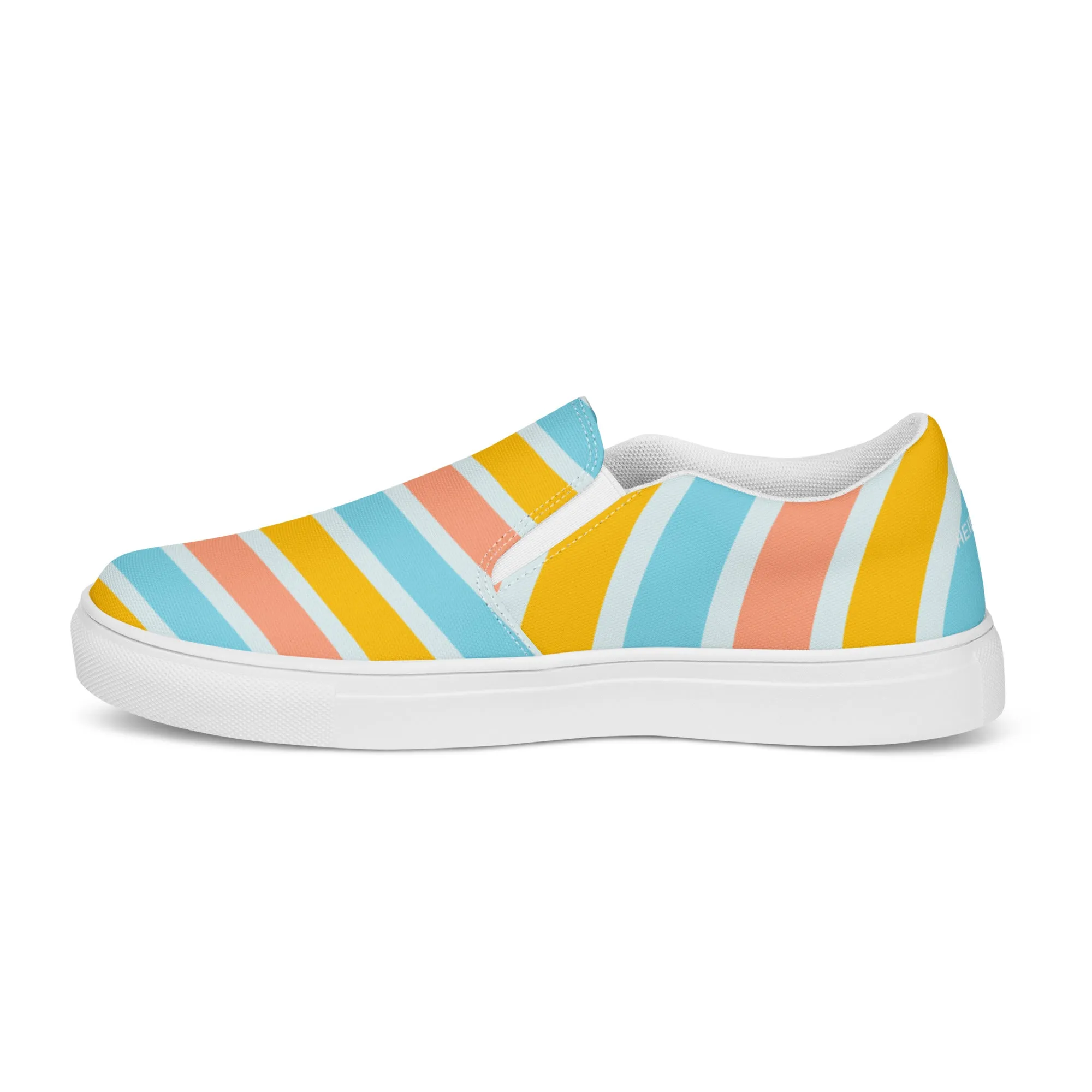 Rainbow Swirl Women's Sneakers, Gay Pride Rainbow Striped Print Women’s Slip-On Canvas Shoes (US Size: 5-12)