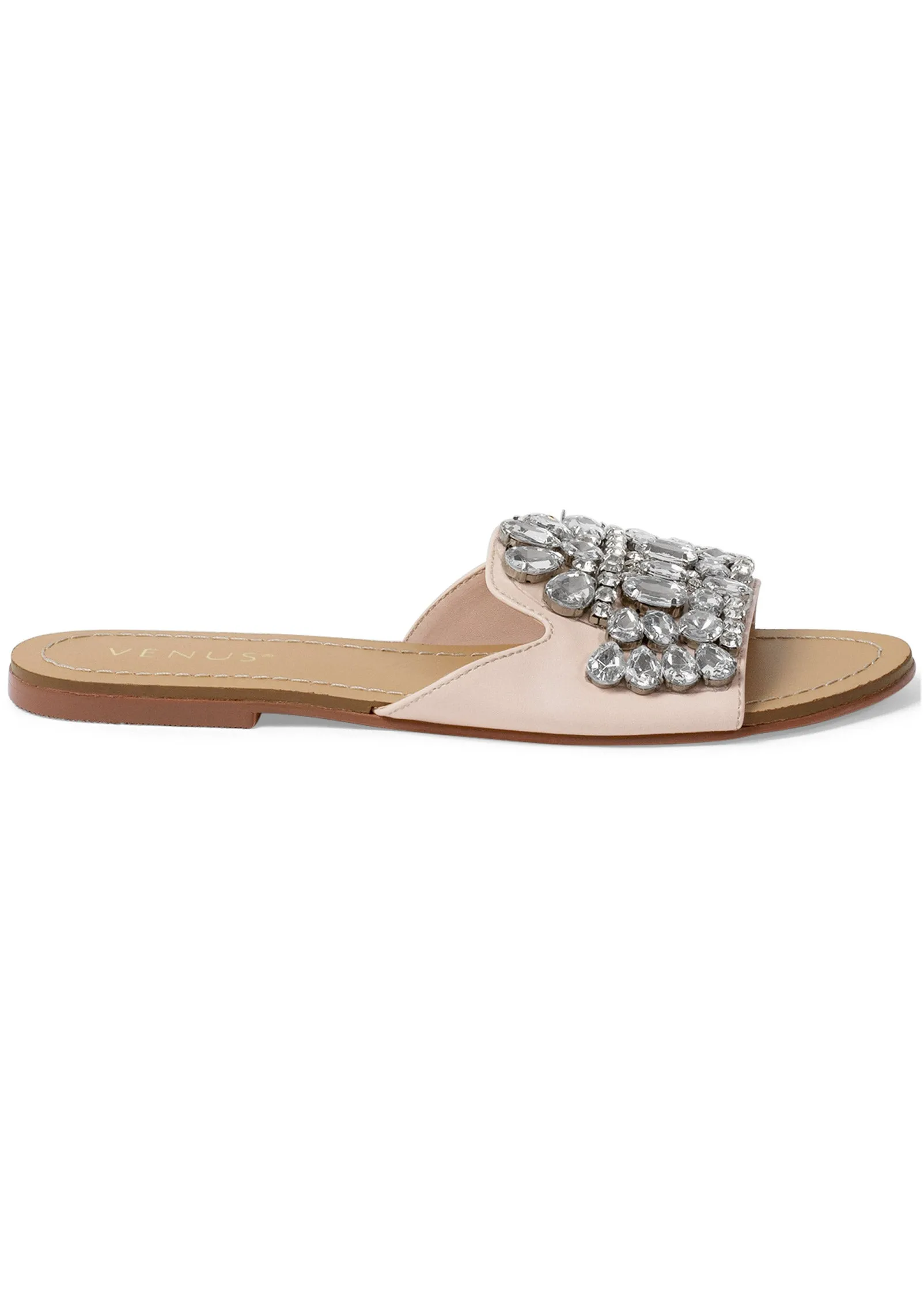 Rhinestone Slide Sandals - Blush