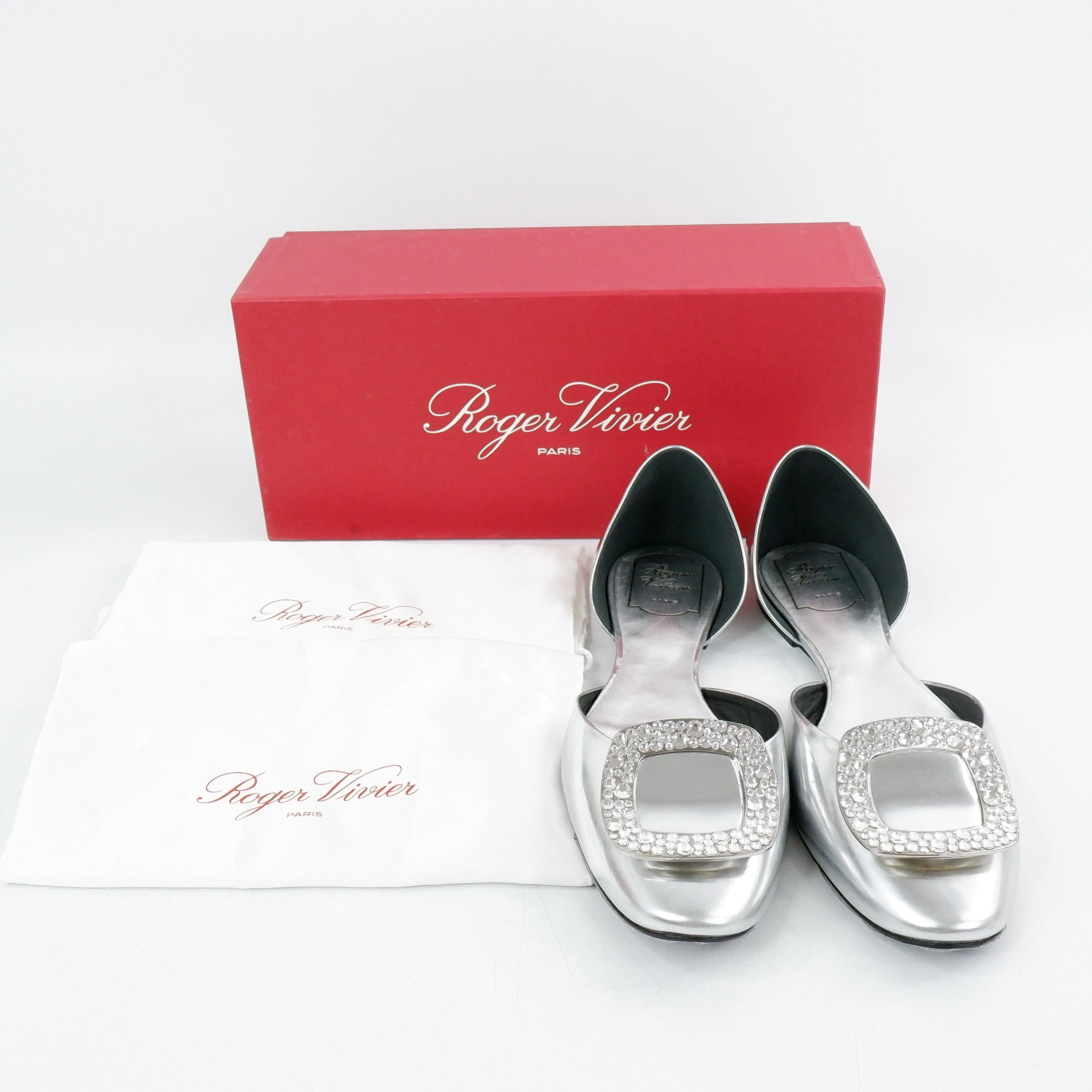 Roger Vivier Flats Silver Crystal 40