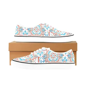 Spanish Tile, Women's Classic Canvas Low Top Sneakers