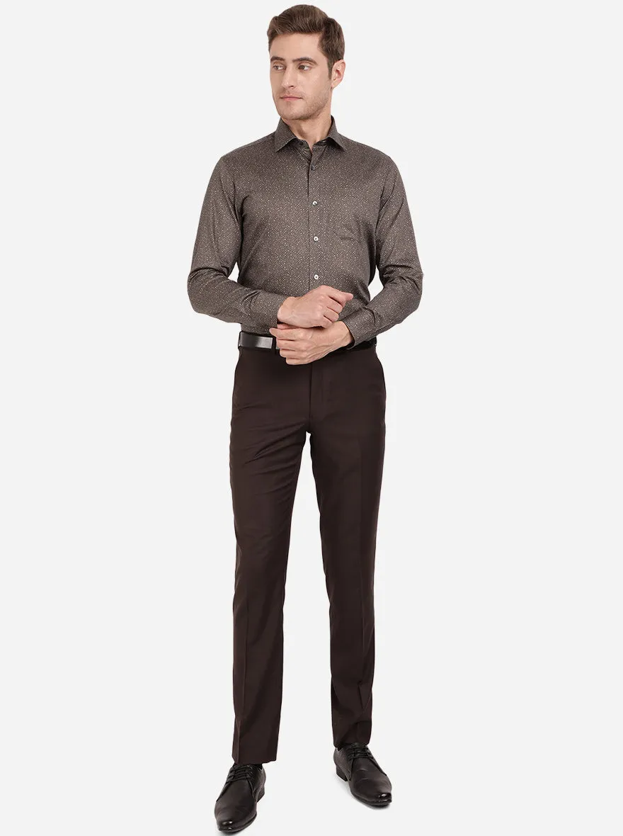 Steel Grey Printed Slim Fit Formal Shirt | Metal