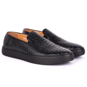 Terry Taylors All Black Crocodile Skin Leather Men's Sneaker Shoe