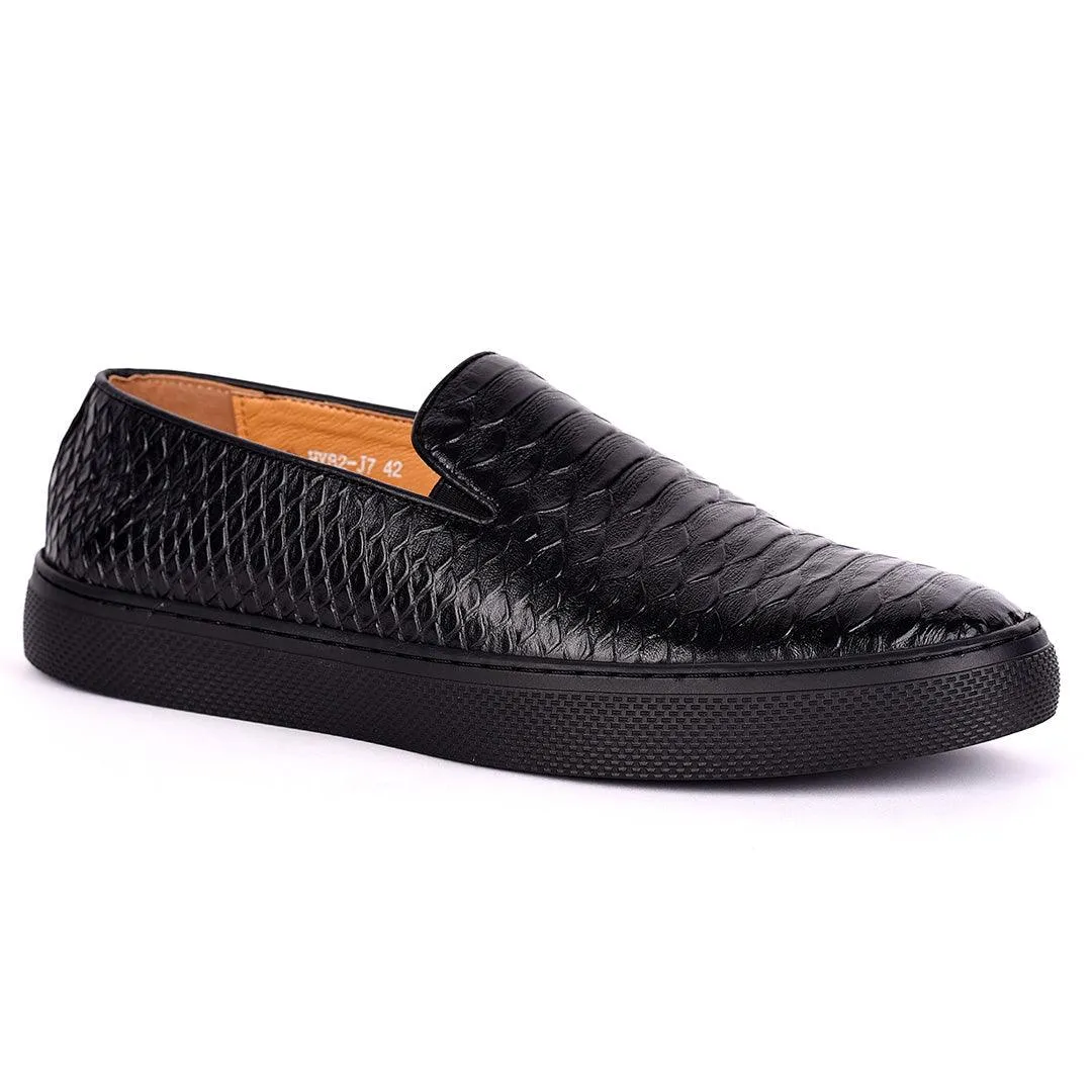 Terry Taylors All Black Crocodile Skin Leather Men's Sneaker Shoe