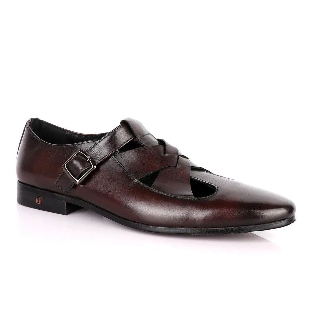 Thom Browne Twisted Design coffee Leather Shoe