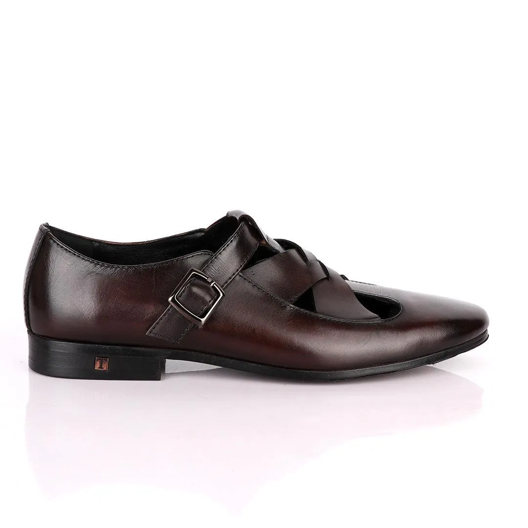 Thom Browne Twisted Design coffee Leather Shoe