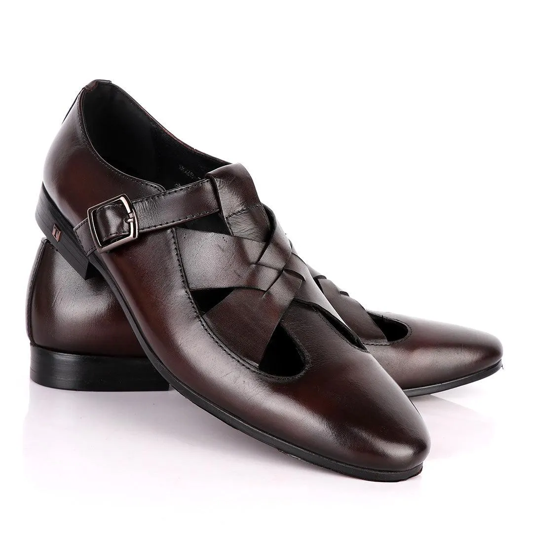 Thom Browne Twisted Design coffee Leather Shoe