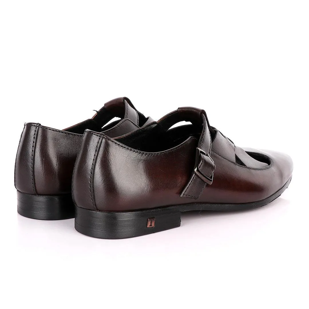 Thom Browne Twisted Design coffee Leather Shoe