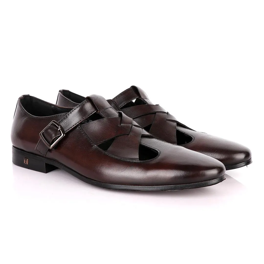 Thom Browne Twisted Design coffee Leather Shoe