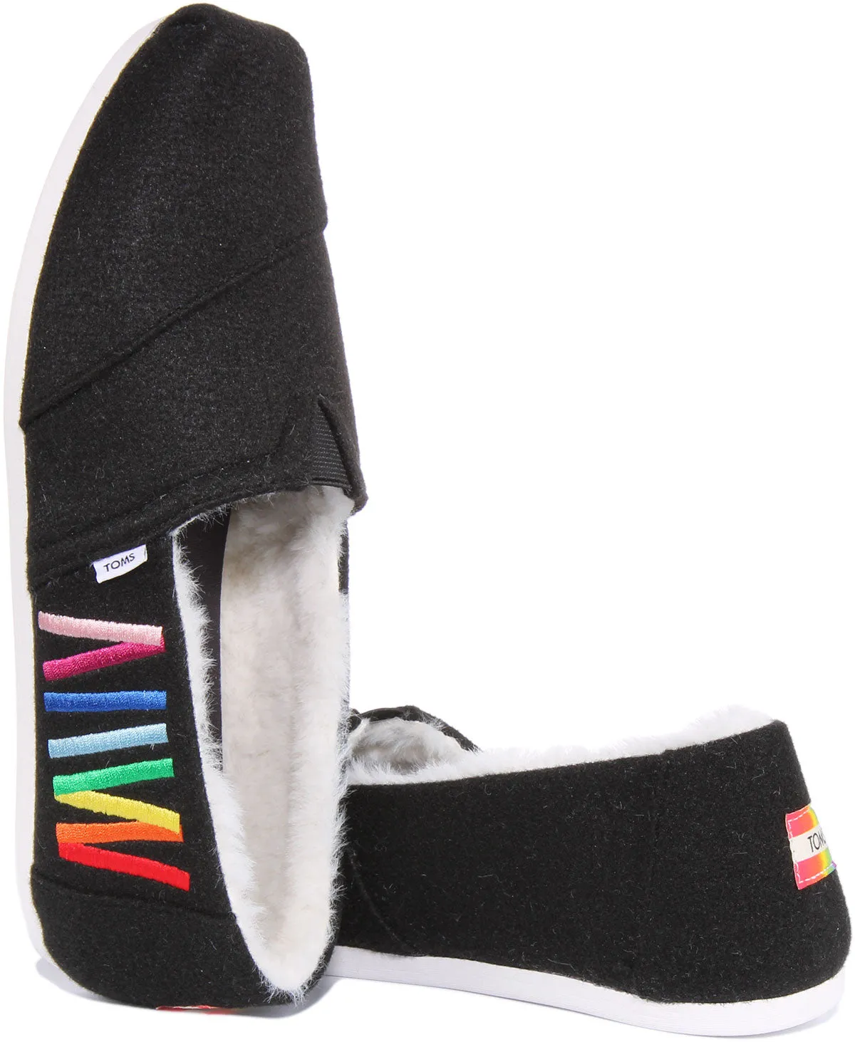 Toms Alpargata Pride In Black Fur Lined