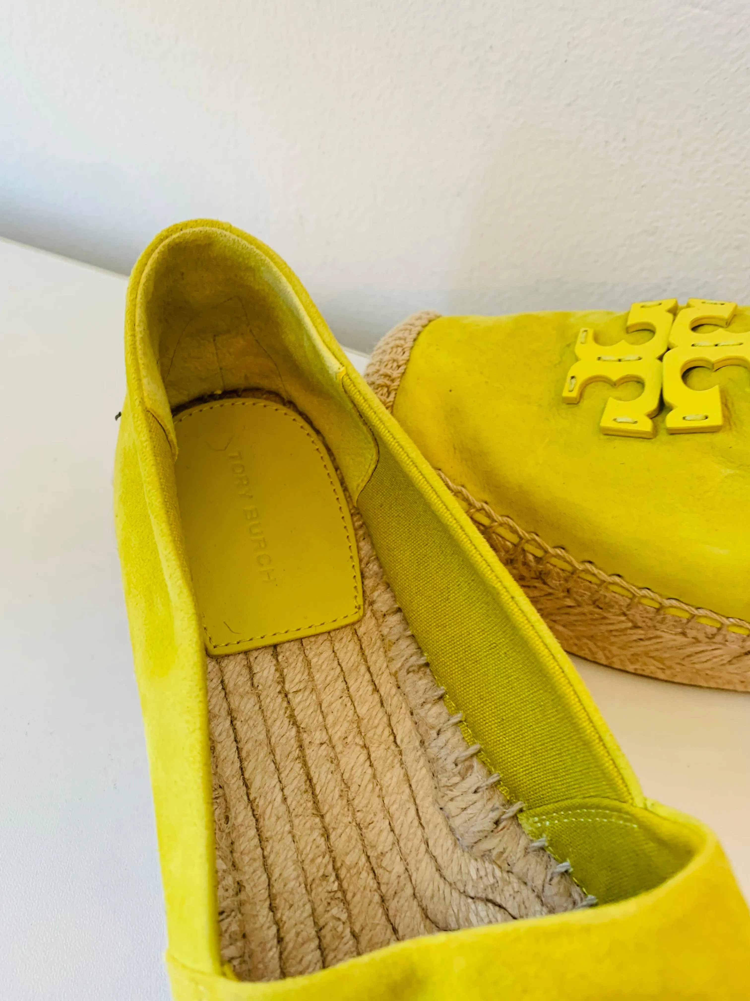 Tory Burch Ines Yellow Suede Espadrille Size 8.5 New