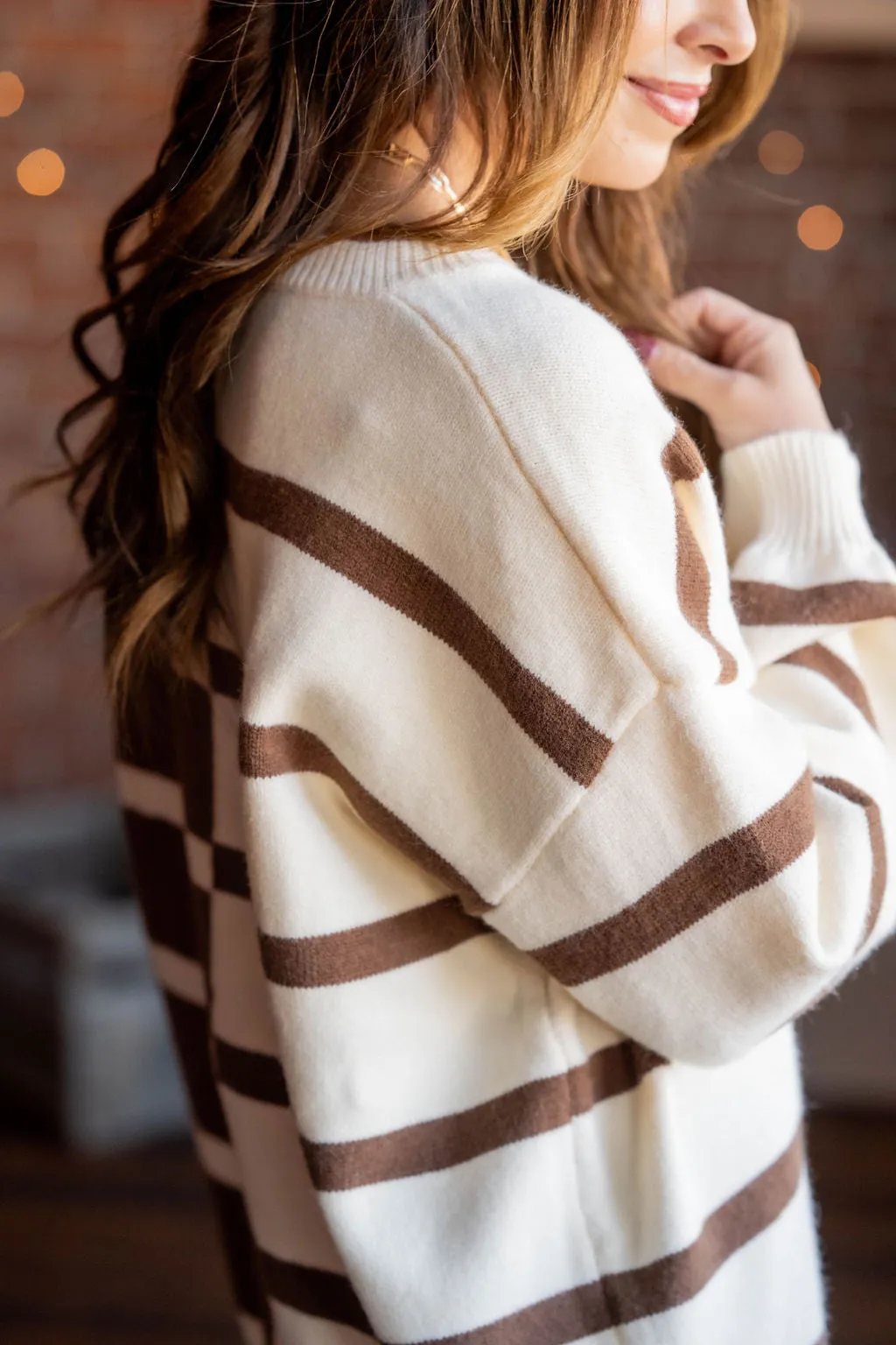 Two Tone Striped Tunic Sweater