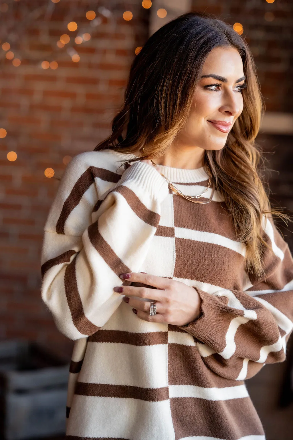 Two Tone Striped Tunic Sweater