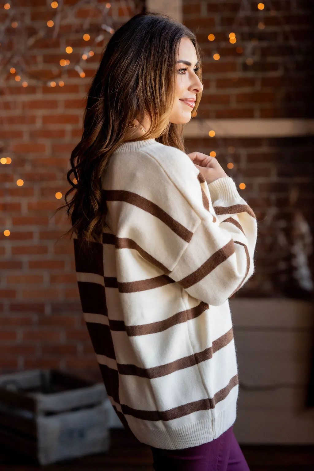 Two Tone Striped Tunic Sweater