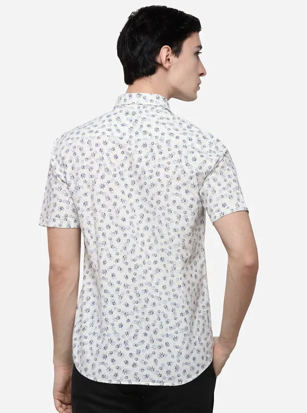 White Smart Fit Printed Casual Shirt | Greenfibre