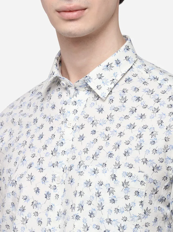 White Smart Fit Printed Casual Shirt | Greenfibre