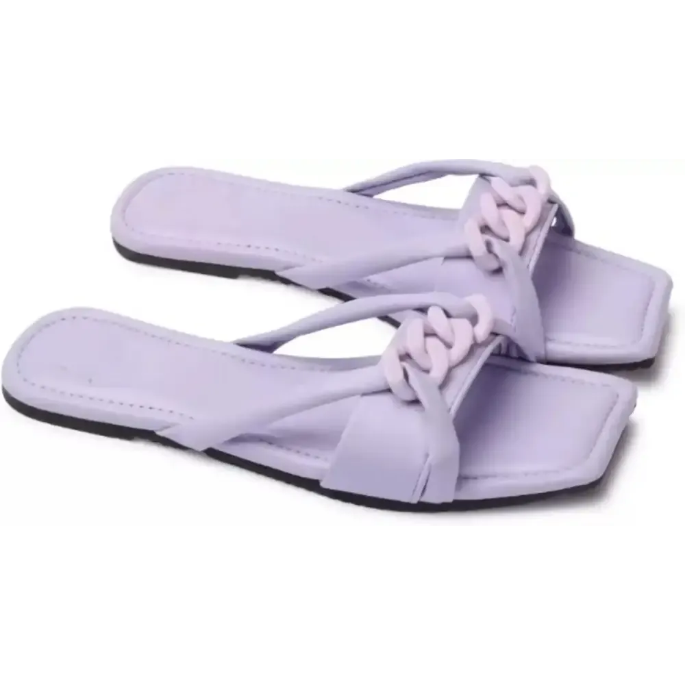 women purple T shape kadi Flat sandal