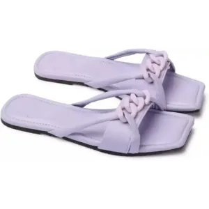 women purple T shape kadi Flat sandal